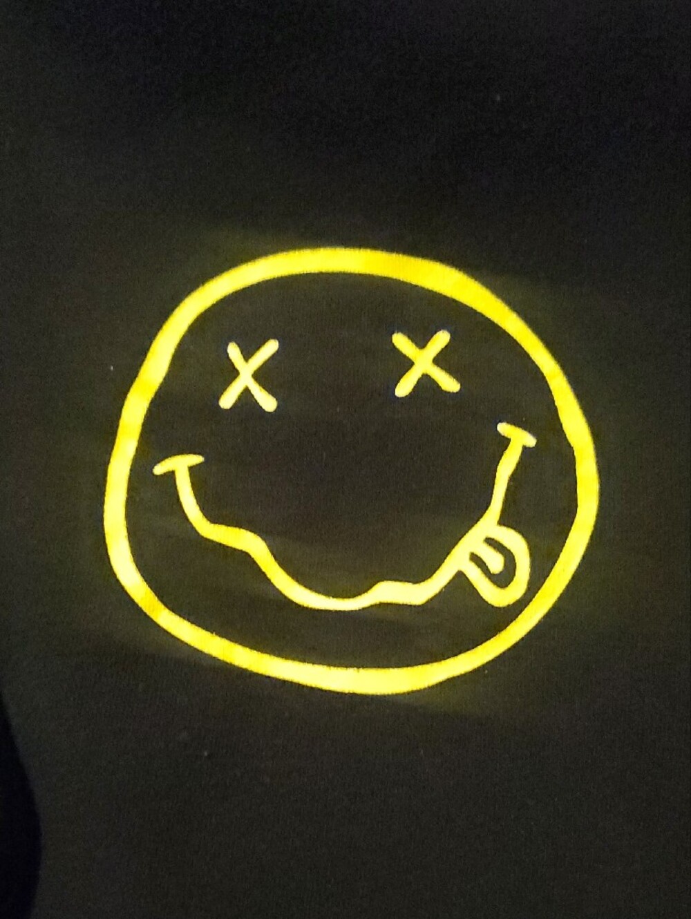NIRVANA Black Hoodie with Yellow Smiley and Sleeve Text - Picture 3 of 7